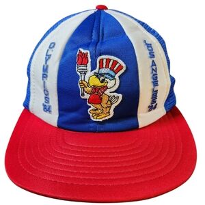 Vintage 1984 Los Angeles Olympics Snapback Mesh Hat USA Patriotic Eagle Cap 80s